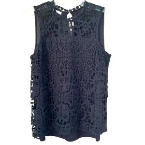 Maurice’s Black Crochet Sleeveless Lined Whimsygoth Dark Academia Blouse Size M